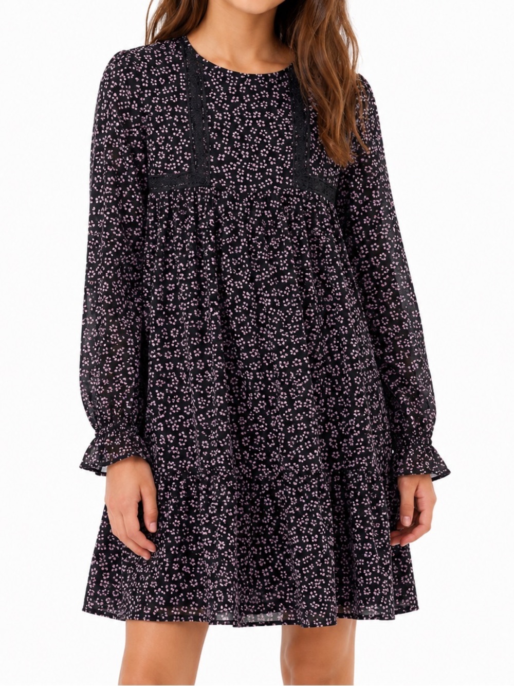 Zara Girls Lilac Floral Print Dress Size 10 // 140 CM
